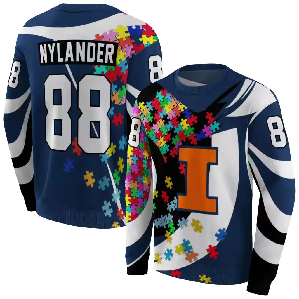 customized illinois fighting illini puzzle pieces blue hoodie premium grade customized illinois fighting illini puzzle pieces blue hoodie premium grade