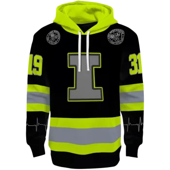 customized illinois fighting illini safety motif black neon green hoodie best selling