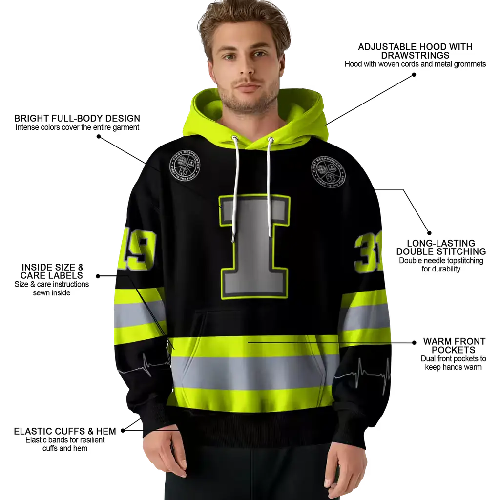 customized illinois fighting illini safety motif black neon green hoodie latest model customized illinois fighting illini safety motif black neon green hoodie latest model