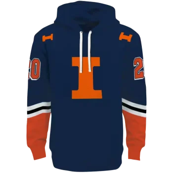 customized illinois fighting illini striped sleeves blue hoodie best selling