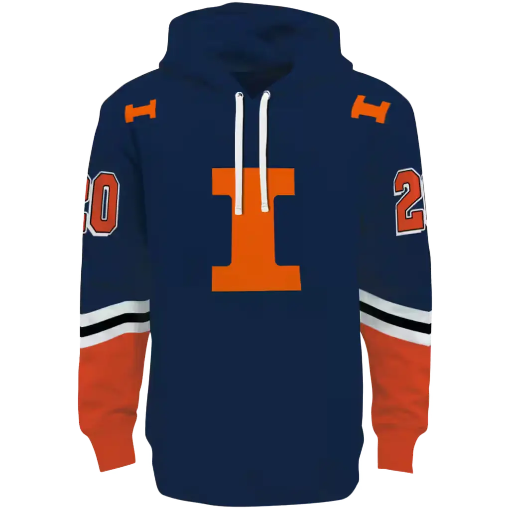 customized illinois fighting illini striped sleeves blue hoodie best selling customized illinois fighting illini striped sleeves blue hoodie best selling