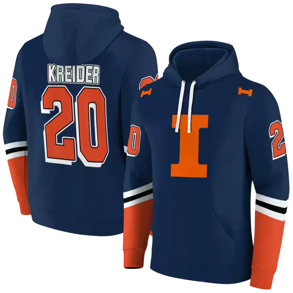 customized illinois fighting illini striped sleeves blue hoodie fashion forward customized illinois fighting illini striped sleeves blue hoodie fashion forward