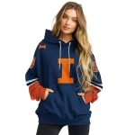 customized illinois fighting illini striped sleeves blue hoodie best selling