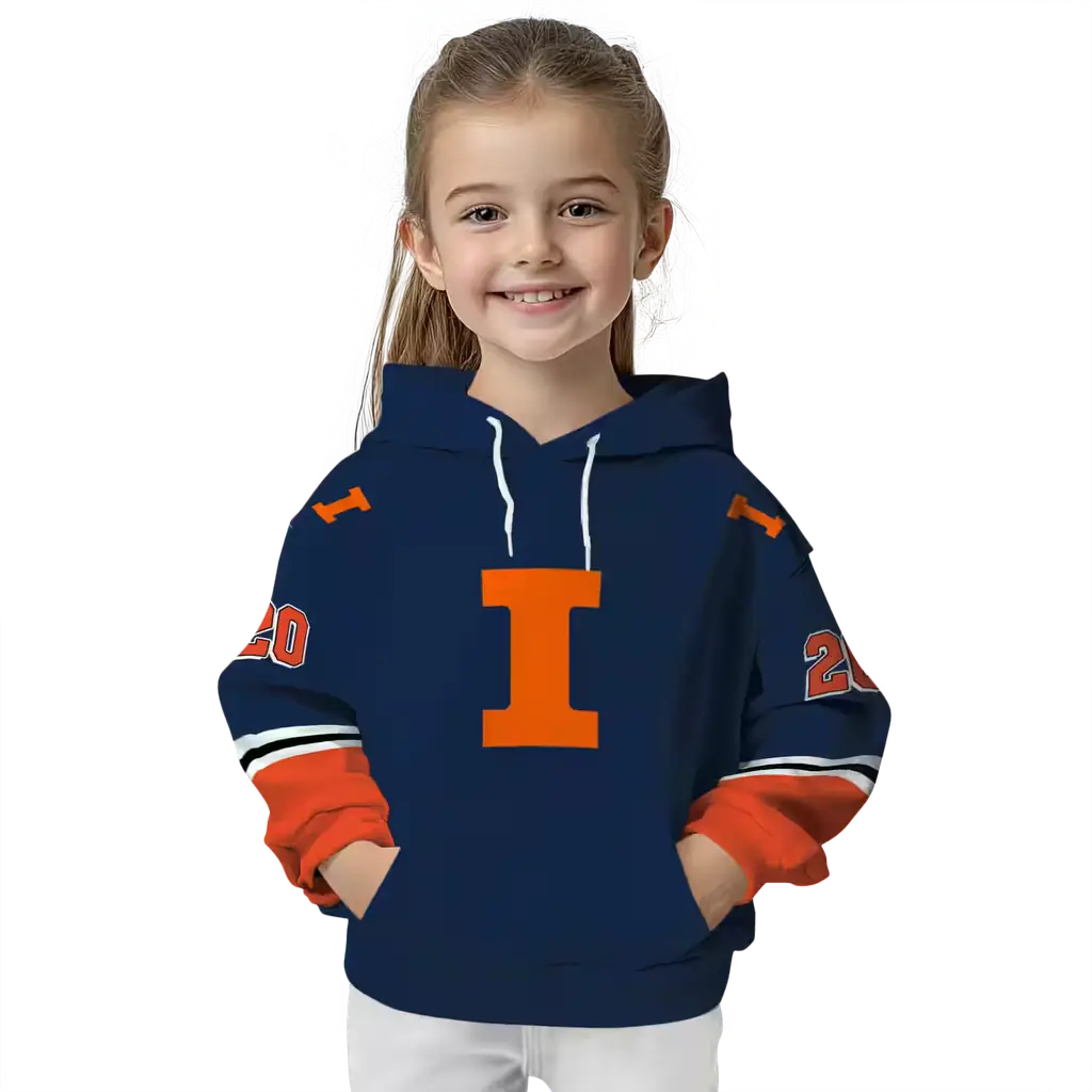 customized illinois fighting illini striped sleeves blue hoodie top rated customized illinois fighting illini striped sleeves blue hoodie top rated