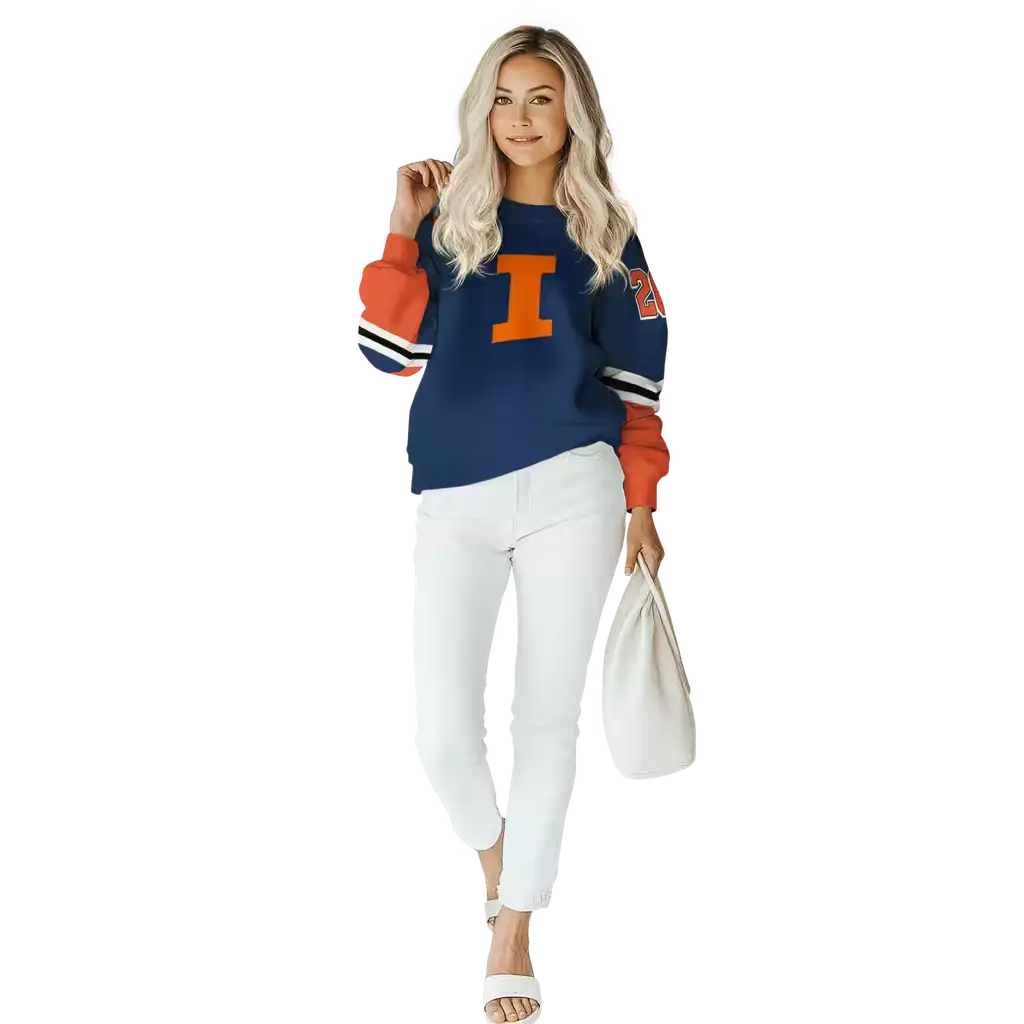 customized illinois fighting illini striped sleeves blue hoodie trendy customized illinois fighting illini striped sleeves blue hoodie trendy