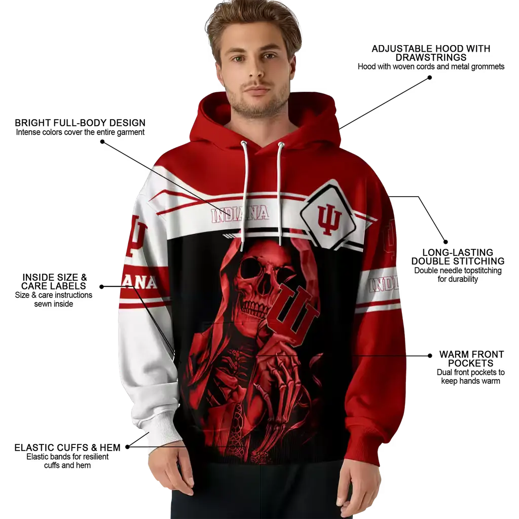 customized indiana hoosiers grim reaper red black hoodie latest model customized indiana hoosiers grim reaper red black hoodie latest model