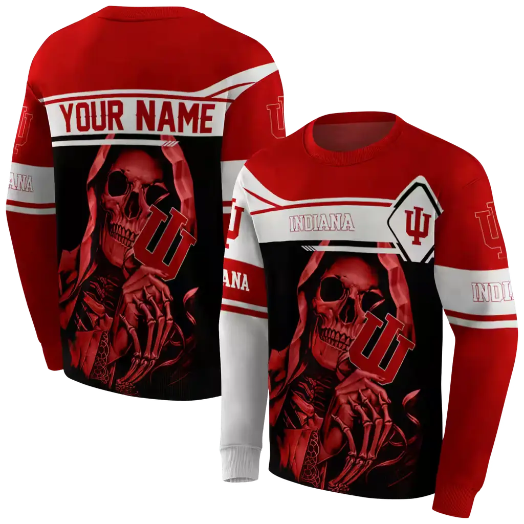customized indiana hoosiers grim reaper red black hoodie premium grade customized indiana hoosiers grim reaper red black hoodie premium grade