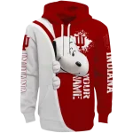 customized indiana hoosiers peeking snoopy red hoodie best selling