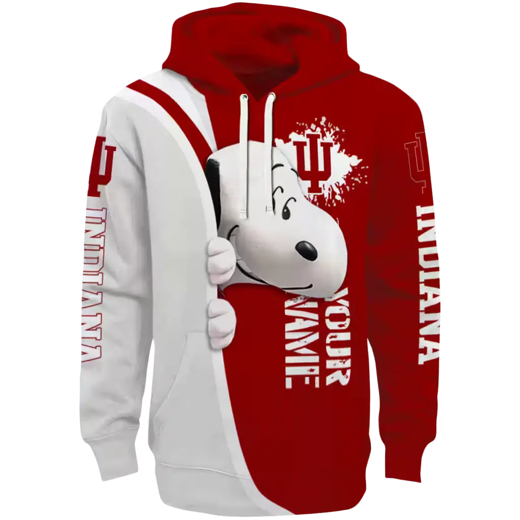 customized indiana hoosiers peeking snoopy red hoodie best selling customized indiana hoosiers peeking snoopy red hoodie best selling