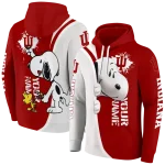 customized indiana hoosiers peeking snoopy red hoodie best selling