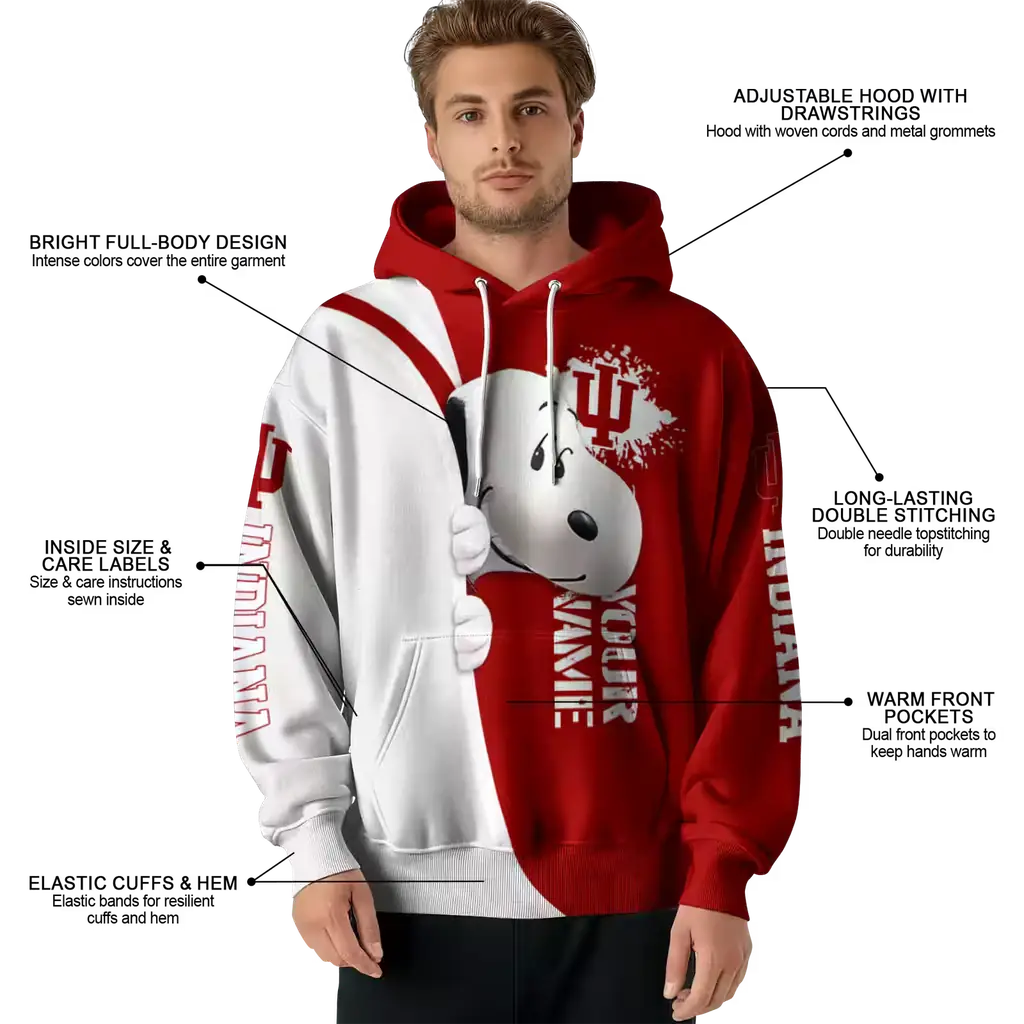 customized indiana hoosiers peeking snoopy red hoodie latest model customized indiana hoosiers peeking snoopy red hoodie latest model