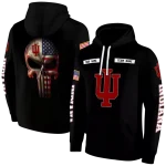 customized indiana hoosiers punisher skull black hoodie best selling