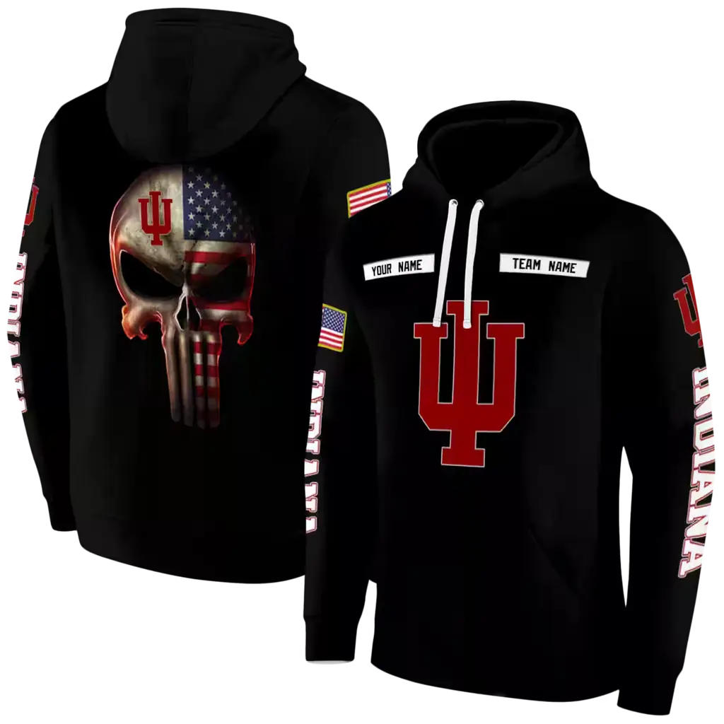 customized indiana hoosiers punisher skull black hoodie fashion forward customized indiana hoosiers punisher skull black hoodie fashion forward