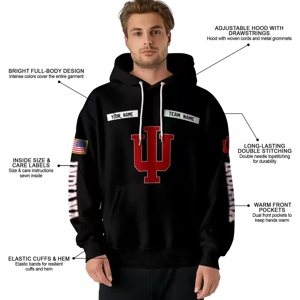 customized indiana hoosiers punisher skull black hoodie latest model customized indiana hoosiers punisher skull black hoodie latest model