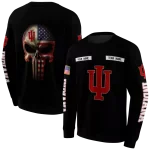 customized indiana hoosiers punisher skull black hoodie best selling