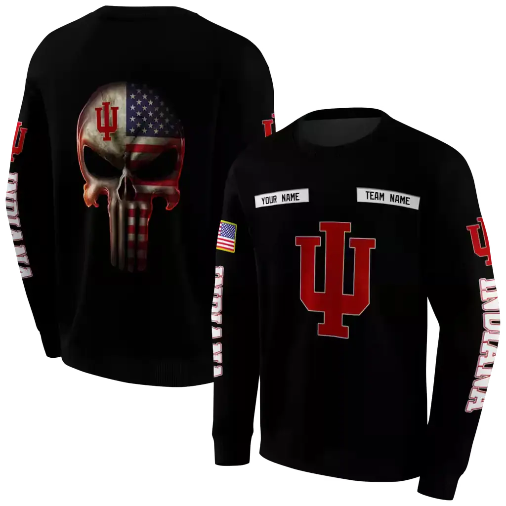 customized indiana hoosiers punisher skull black hoodie premium grade customized indiana hoosiers punisher skull black hoodie premium grade