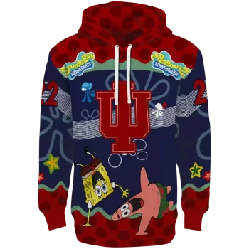 customized indiana hoosiers spongebob patrick star red navy hoodie best selling