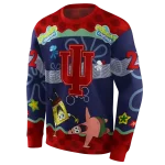customized indiana hoosiers spongebob patrick star red navy hoodie best selling