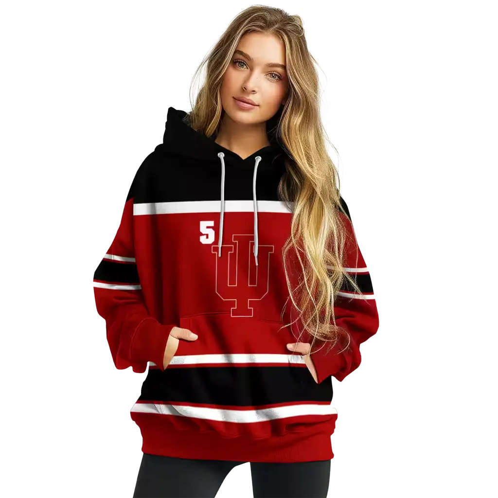 customized indiana hoosiers striped pattern red hoodie high quality customized indiana hoosiers striped pattern red hoodie high quality