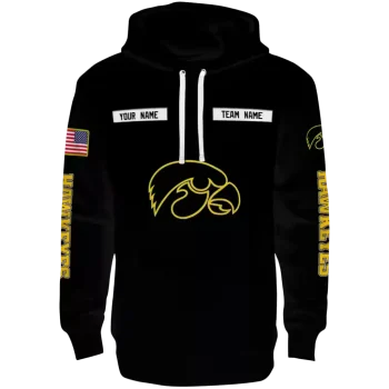 customized iowa hawkeyes punisher skull black hoodie best selling
