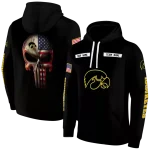 customized iowa hawkeyes punisher skull black hoodie best selling