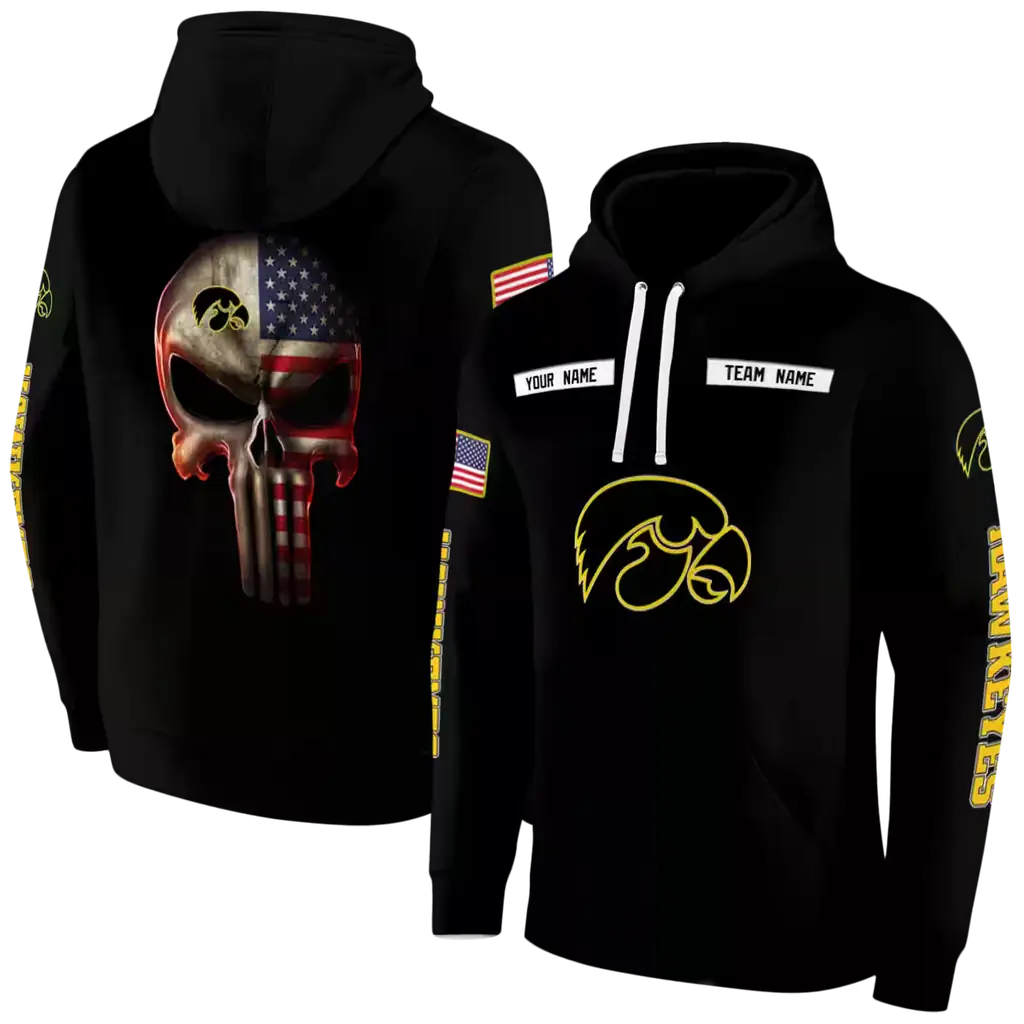 customized iowa hawkeyes punisher skull black hoodie fashion forward customized iowa hawkeyes punisher skull black hoodie fashion forward