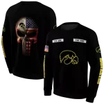 customized iowa hawkeyes punisher skull black hoodie best selling