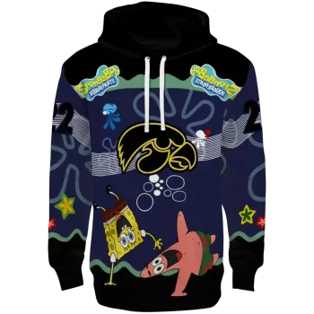 customized iowa hawkeyes spongebob patrick star black navy hoodie best selling