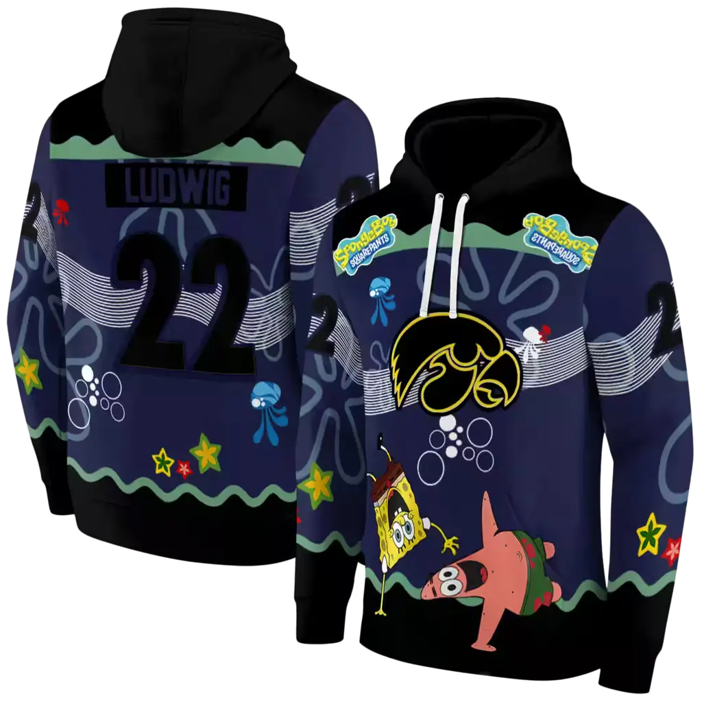 customized iowa hawkeyes spongebob patrick star black navy hoodie fashion forward customized iowa hawkeyes spongebob patrick star black navy hoodie fashion forward