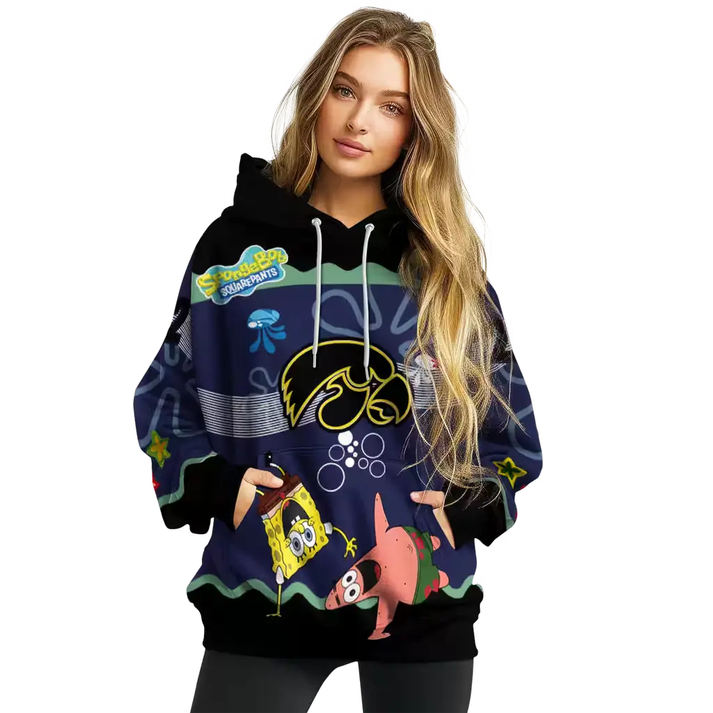 customized iowa hawkeyes spongebob patrick star black navy hoodie high quality customized iowa hawkeyes spongebob patrick star black navy hoodie high quality