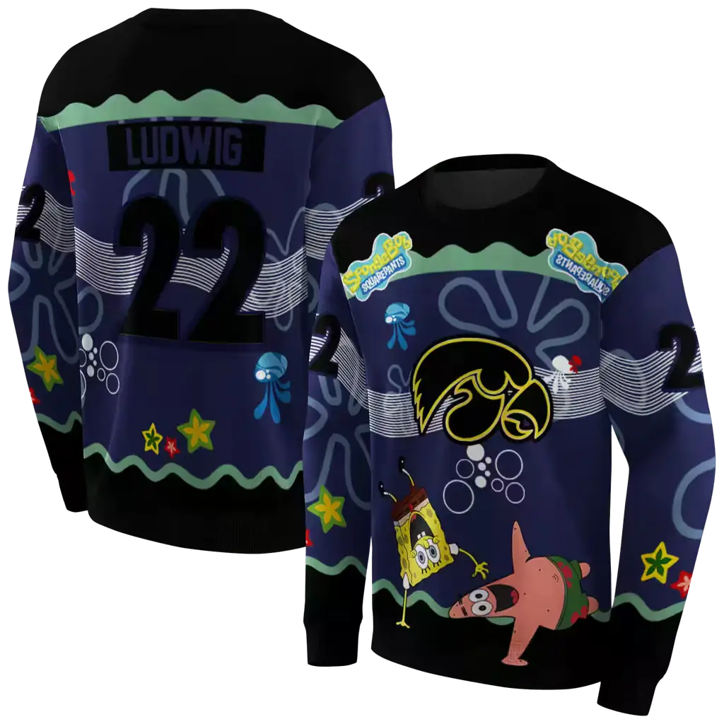 customized iowa hawkeyes spongebob patrick star black navy hoodie premium grade customized iowa hawkeyes spongebob patrick star black navy hoodie premium grade