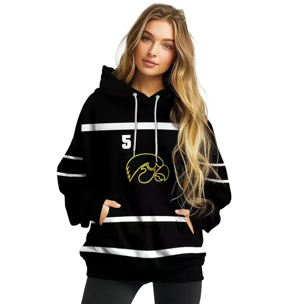 customized iowa hawkeyes striped pattern black hoodie high quality customized iowa hawkeyes striped pattern black hoodie high quality