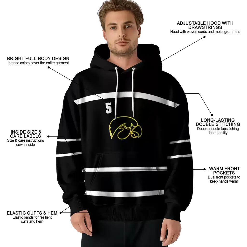 customized iowa hawkeyes striped pattern black hoodie latest model customized iowa hawkeyes striped pattern black hoodie latest model