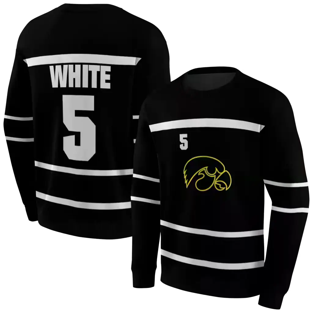 customized iowa hawkeyes striped pattern black hoodie premium grade customized iowa hawkeyes striped pattern black hoodie premium grade