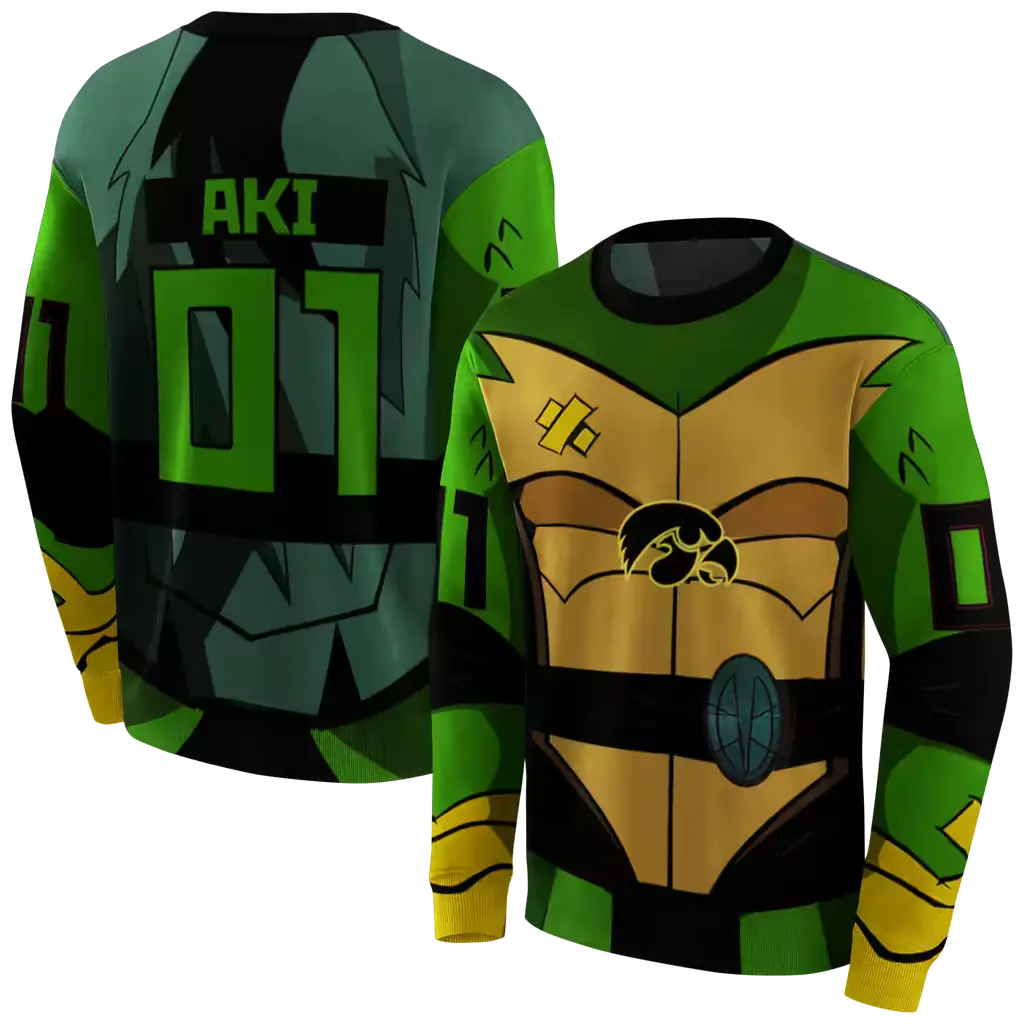 customized iowa hawkeyes superhero armor black green hoodie premium grade customized iowa hawkeyes superhero armor black green hoodie premium grade