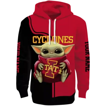 customized iowa state cyclones baby yoda red black hoodie best selling