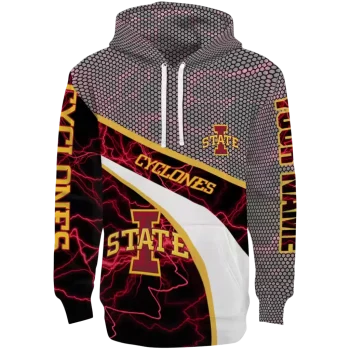 customized iowa state cyclones hexagonal mesh red black gray hoodie best selling