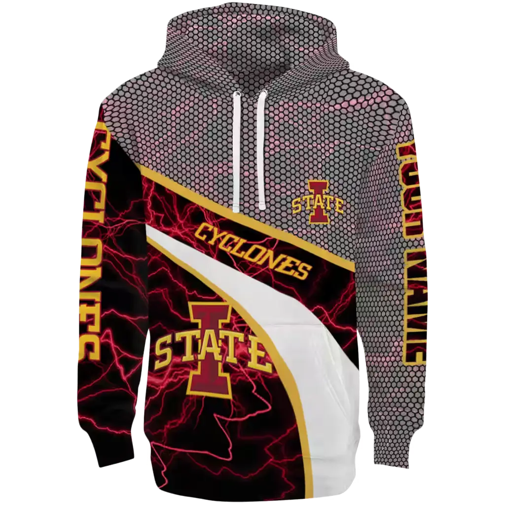 customized iowa state cyclones hexagonal mesh red black gray hoodie best selling customized iowa state cyclones hexagonal mesh red black gray hoodie best selling