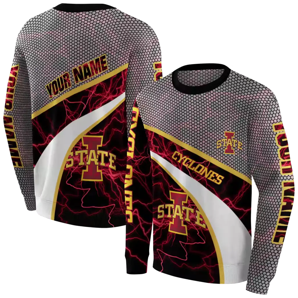 customized iowa state cyclones hexagonal mesh red black gray hoodie premium grade customized iowa state cyclones hexagonal mesh red black gray hoodie premium grade
