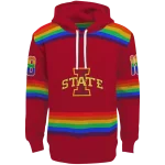 customized iowa state cyclones rainbow stripes red hoodie best selling