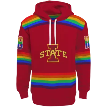 customized iowa state cyclones rainbow stripes red hoodie best selling