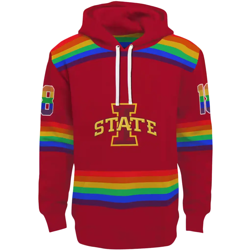 customized iowa state cyclones rainbow stripes red hoodie best selling customized iowa state cyclones rainbow stripes red hoodie best selling