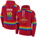customized iowa state cyclones rainbow stripes red hoodie best selling