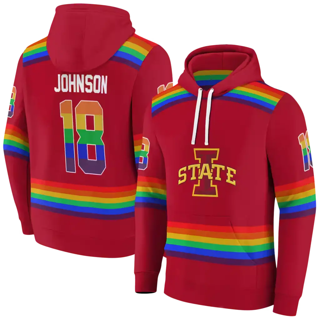 customized iowa state cyclones rainbow stripes red hoodie fashion forward customized iowa state cyclones rainbow stripes red hoodie fashion forward