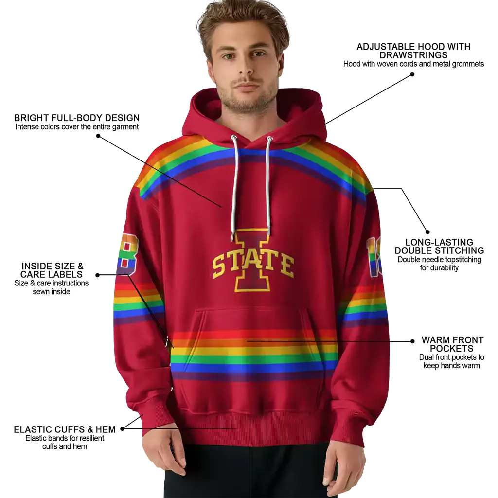 customized iowa state cyclones rainbow stripes red hoodie latest model customized iowa state cyclones rainbow stripes red hoodie latest model