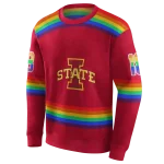 customized iowa state cyclones rainbow stripes red hoodie best selling
