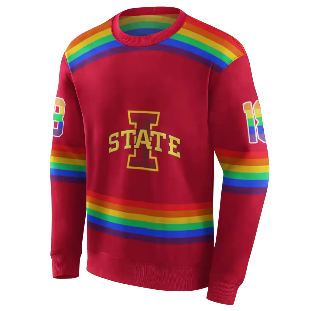 customized iowa state cyclones rainbow stripes red hoodie new arrival customized iowa state cyclones rainbow stripes red hoodie new arrival