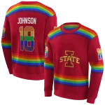 customized iowa state cyclones rainbow stripes red hoodie best selling