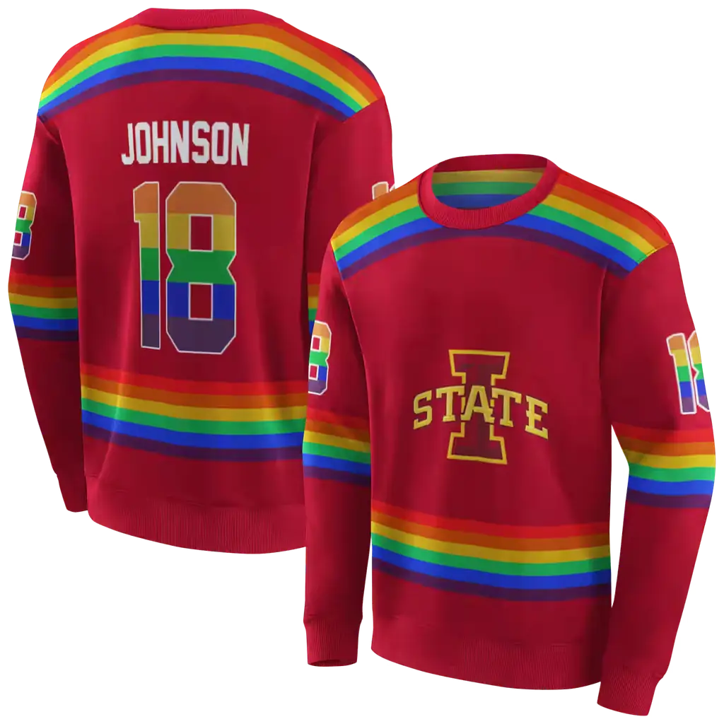 customized iowa state cyclones rainbow stripes red hoodie premium grade customized iowa state cyclones rainbow stripes red hoodie premium grade
