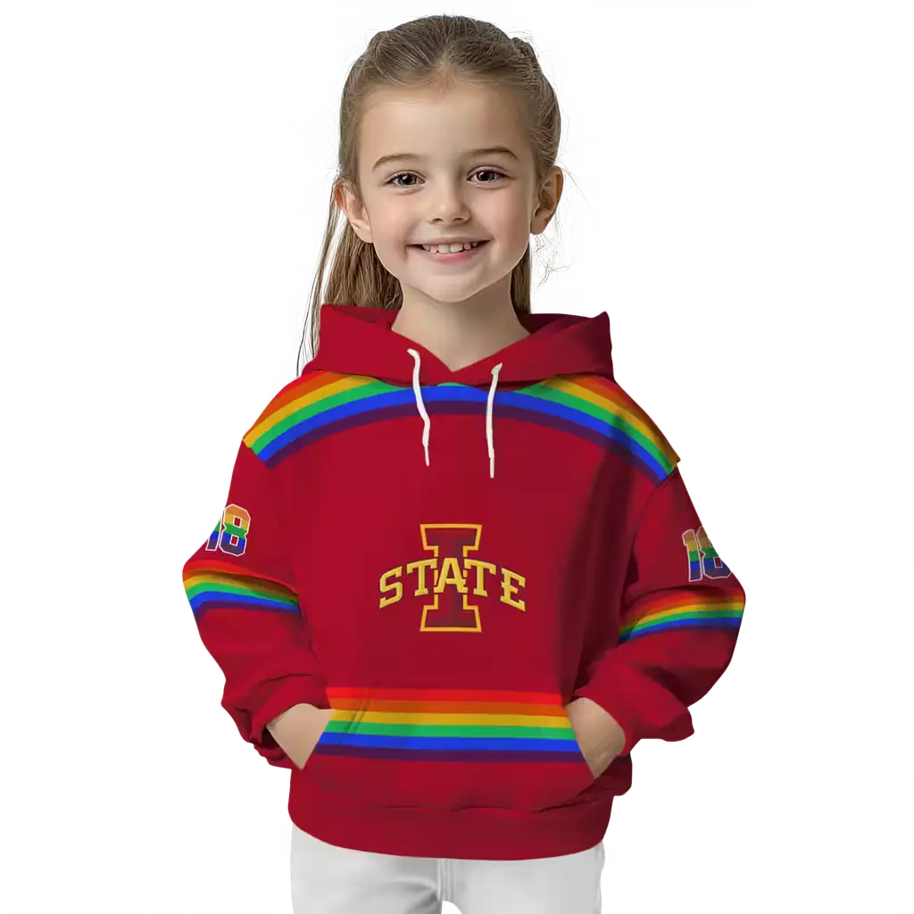 customized iowa state cyclones rainbow stripes red hoodie top rated customized iowa state cyclones rainbow stripes red hoodie top rated
